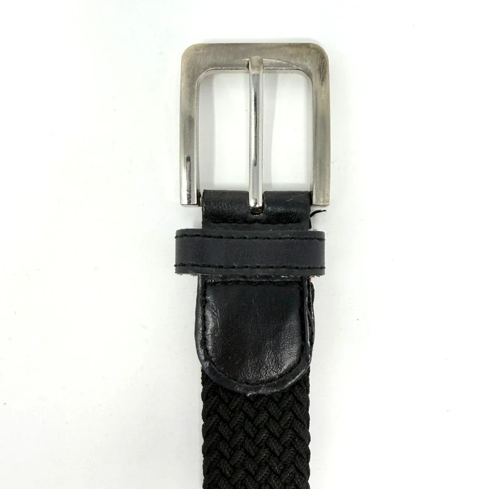 Braided Stretch Woven Belt Black‎ Adjustable Men's 38-44